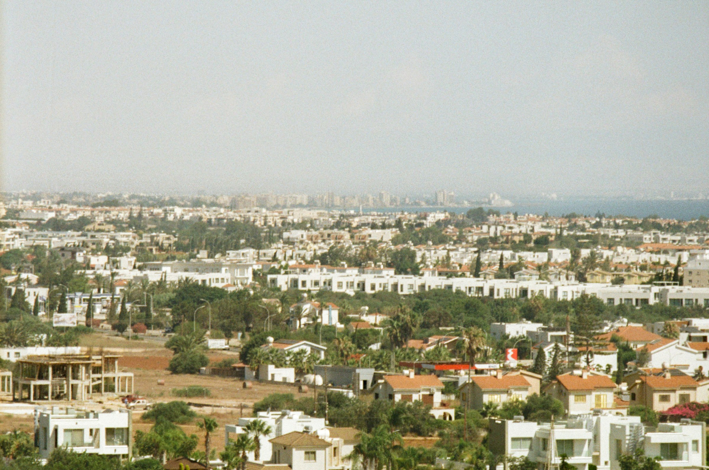 An elevated view over the town toward the sea